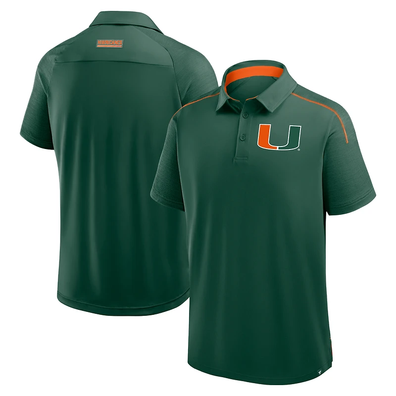 Polo raglan vert Fanatics pour homme, motif défenseur des Hurricanes de Miami, Take The Lead