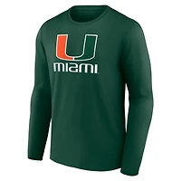 T-shirt à manches longues Fanatics pour hommes, vert, Miami Hurricanes Team Lockup