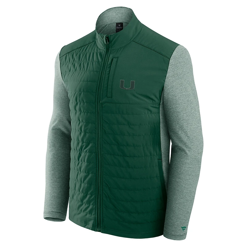 Veste zippée entièrement ton sur avec logo principal Fanatics Green Miami Hurricanes pour homme