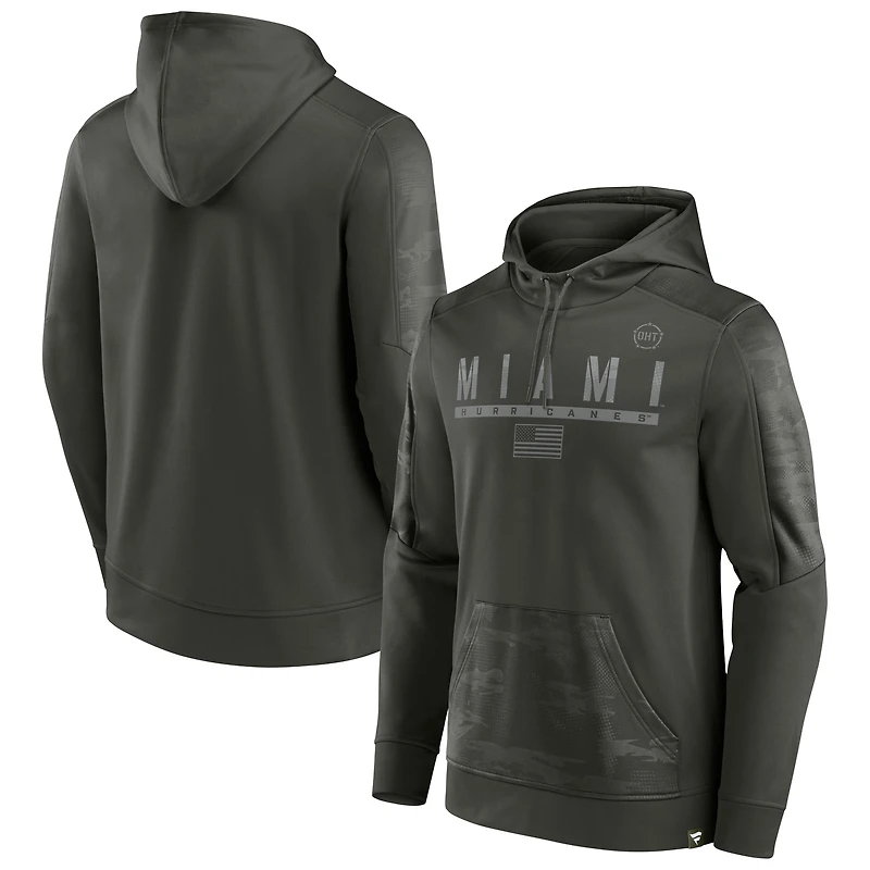 Sweat à capuche Fanatics Olive Miami Hurricanes OHT Military Appreciation Guardian pour homme
