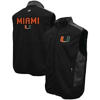 Men's Franchise Club Black Miami Hurricanes Peak Full-Zip Softshell Vest