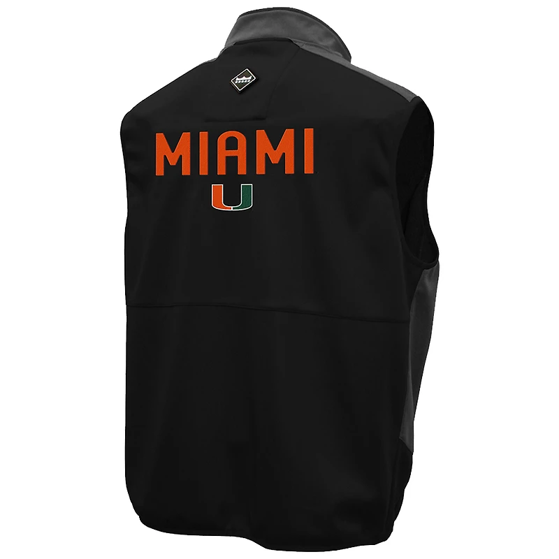 Men's Franchise Club Black Miami Hurricanes Peak Full-Zip Softshell Vest