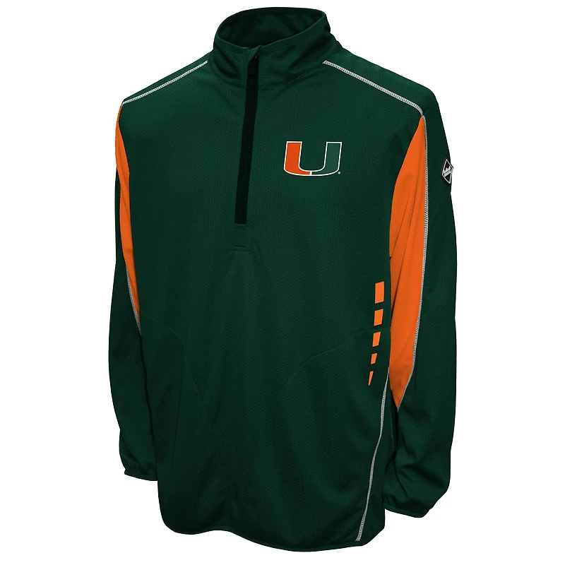 Men's Franchise Club Green Miami Hurricanes Flex Thermatec Quarter-Zip Jacket