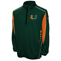 Men's Franchise Club Green Miami Hurricanes Flex Thermatec Quarter-Zip Jacket