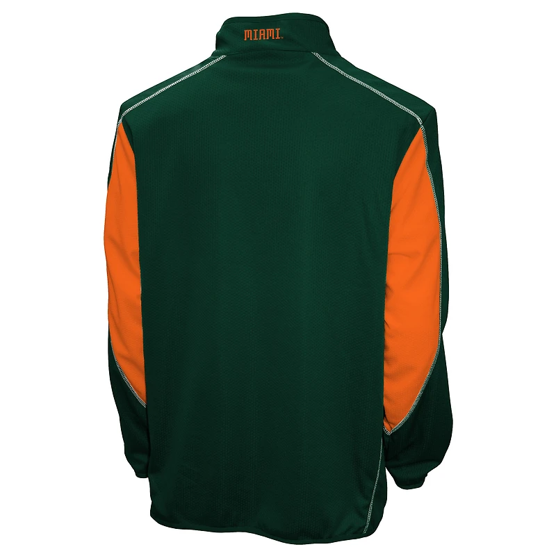 Men's Franchise Club Green Miami Hurricanes Flex Thermatec Quarter-Zip Jacket