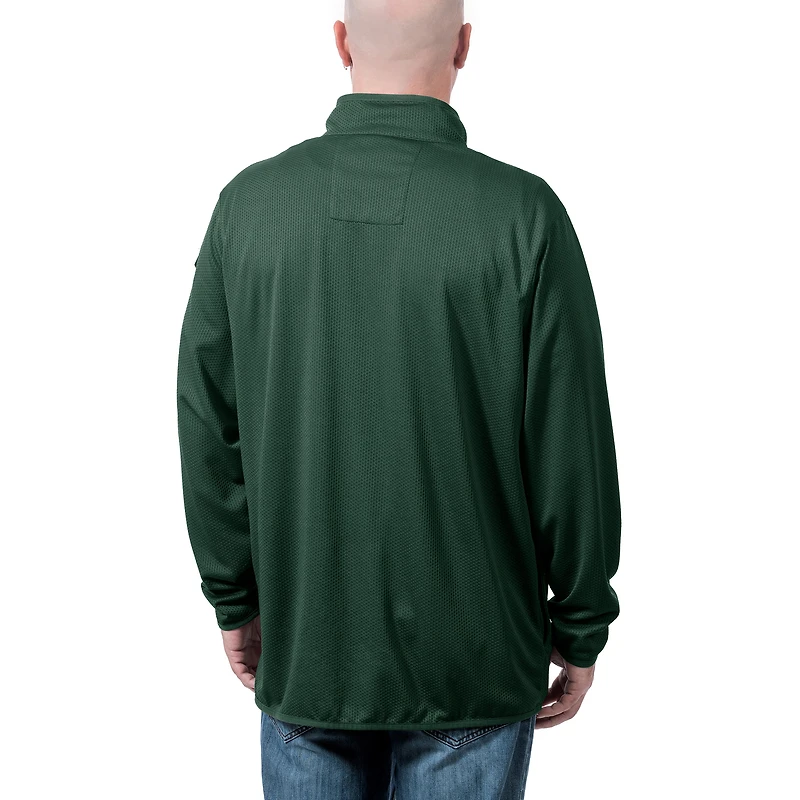 Men's Franchise Club Green Miami Hurricanes Flex Thermatec Team Quarter-Zip Jacket
