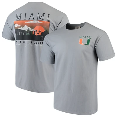 T-shirt gris Miami Hurricanes Comfort Colors Campus Scenery pour homme