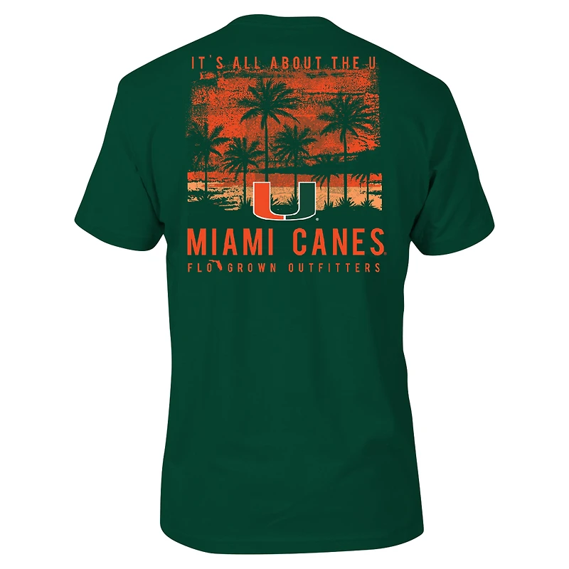 T-shirt vert pour homme Miami Hurricanes Best Coast Sunset