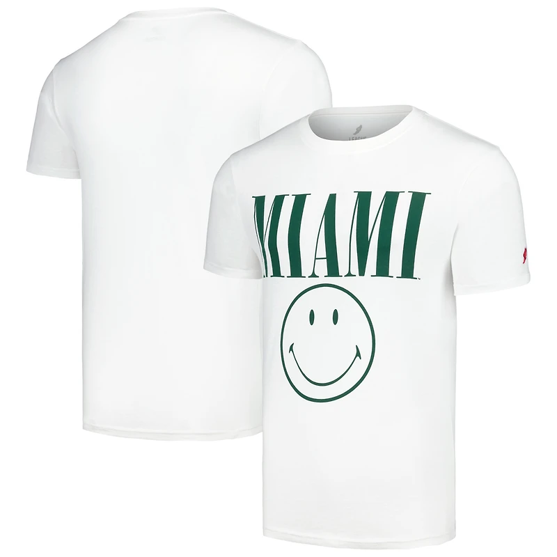 T-shirt blanc Miami Hurricanes Smiley All American de la League Collegiate Wear pour hommes