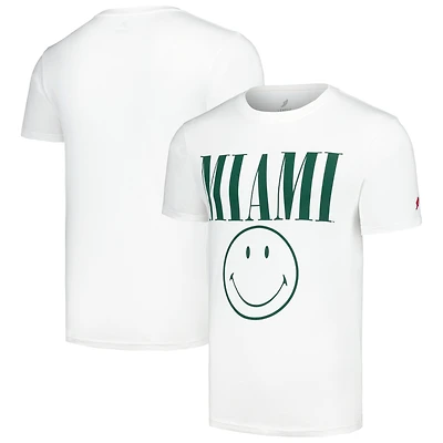 T-shirt blanc Miami Hurricanes Smiley All American de la League Collegiate Wear pour hommes
