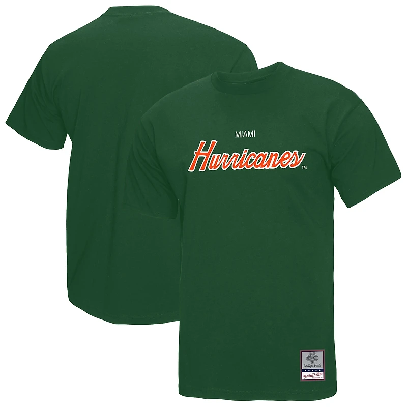 Men's Mitchell & Ness Green Miami Hurricanes Elite Script T-Shirt