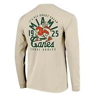 T-shirt orange à manches longues pour homme avec logo mascotte des Miami Hurricanes