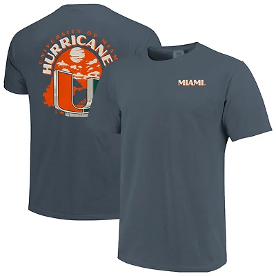 Men's  Navy Miami Hurricanes Comfort Colors Team Statue T-Shirt