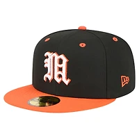 Casquette de baseball ajustée New Era noire et orange Miami Hurricanes pour homme