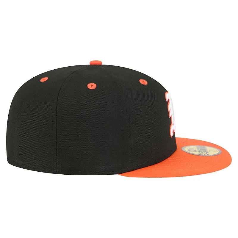 Men's New Era Black/Orange Miami Hurricanes On-Field Baseball Fitted Hat