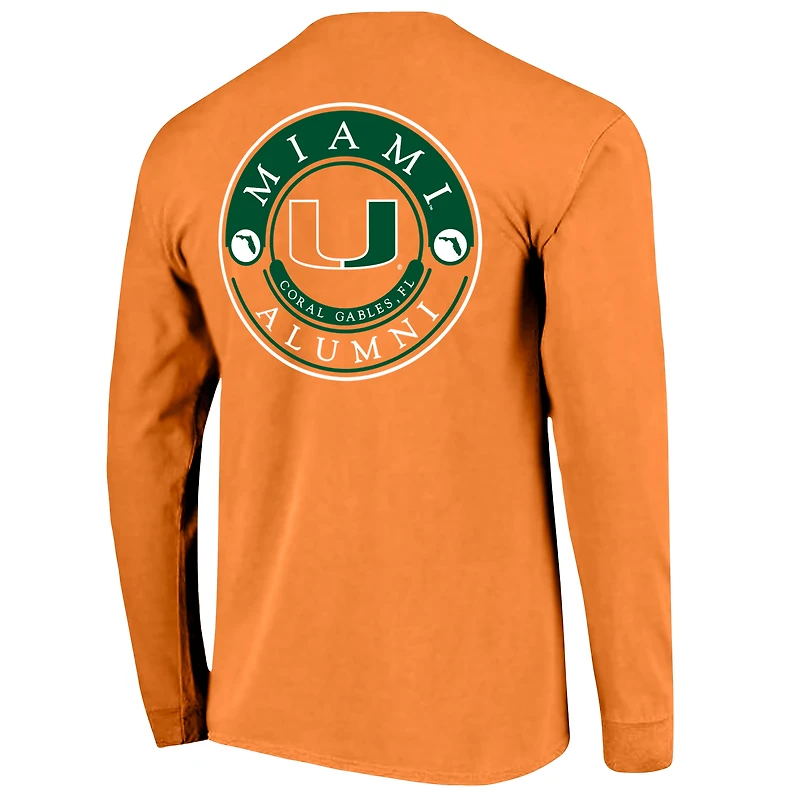 Men's Orange Miami Hurricanes Circle Seal Alumni Long-Sleeve T-Shirt