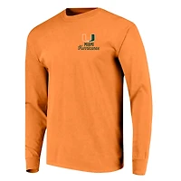 T-shirt orange à manches longues pour homme avec logo mascotte des Miami Hurricanes