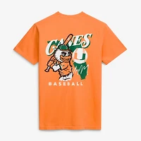 T-shirt de baseball orange pour homme Miami Hurricanes avec mascotte dessinée