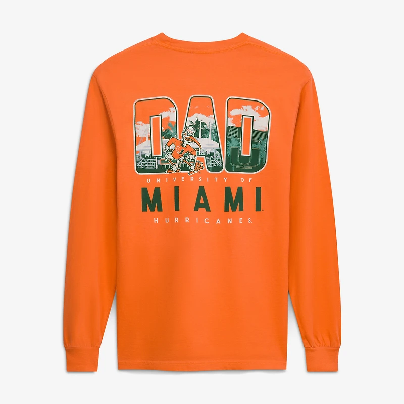 Men's Orange Miami Hurricanes Father's Day Campus Drawing Long Sleeve T-Shirt