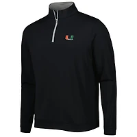 Men's Peter Millar Black Miami Hurricanes Perth Performance Quarter-Zip Top