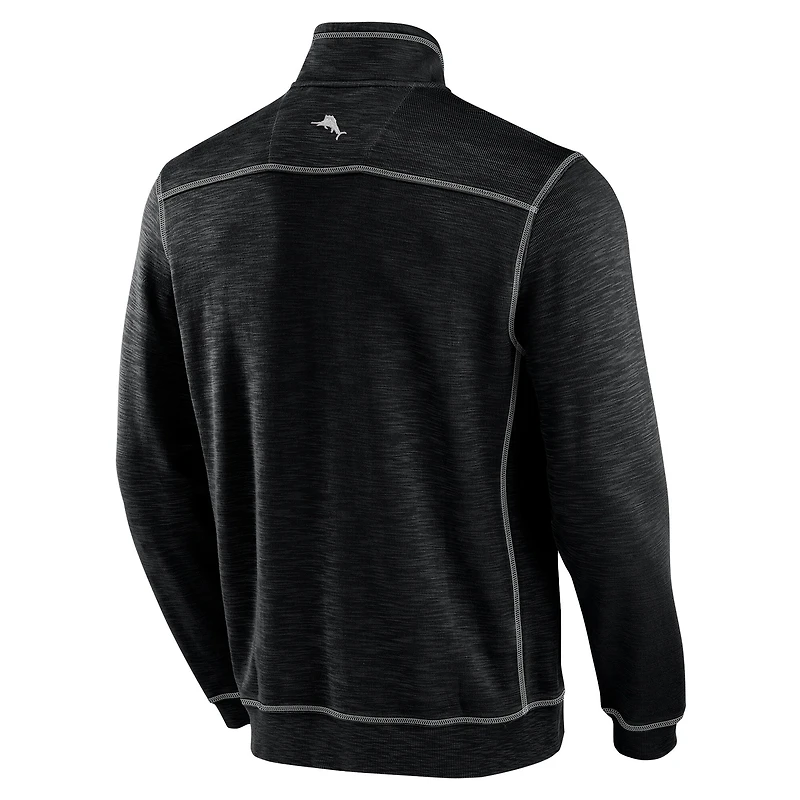 Men's Tommy Bahama Black Miami Hurricanes Big & Tall Tobago Bay Tri-Blend Quarter-Zip Sweatshirt