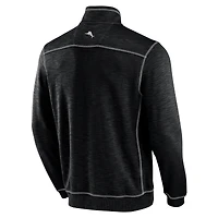 Men's Tommy Bahama Black Miami Hurricanes Big & Tall Tobago Bay Tri-Blend Quarter-Zip Sweatshirt
