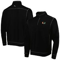 Tommy Bahama Black Miami Hurricanes Sport Tobago Bay Tri-Blend Mock Neck Half-Zip Jacket