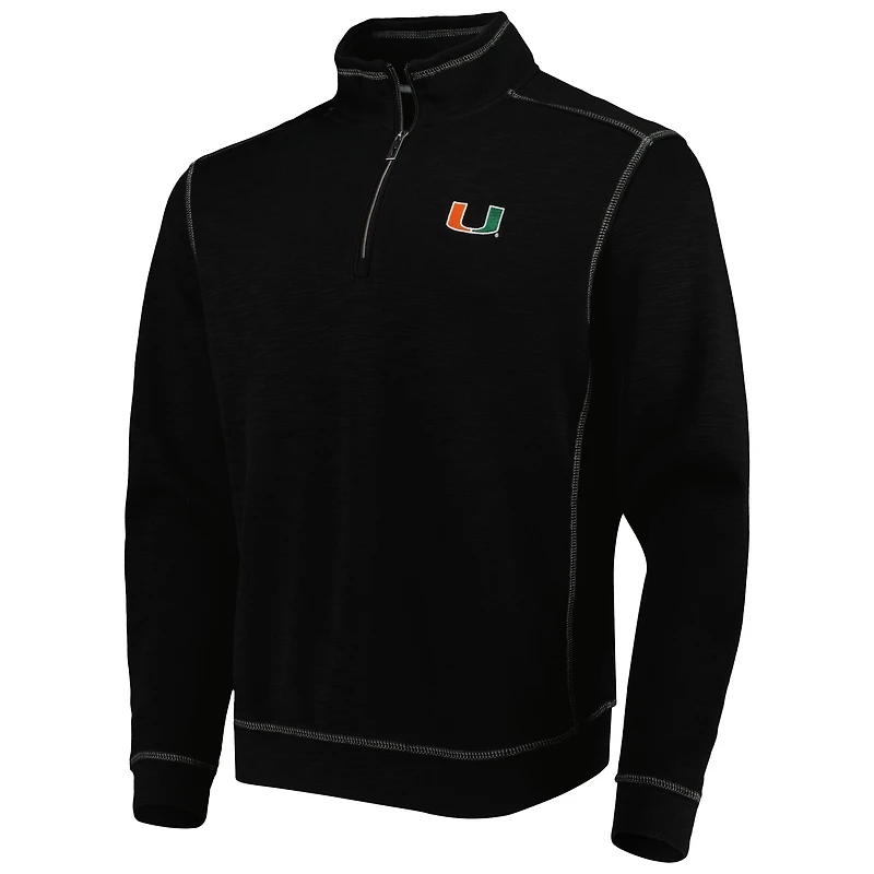 Tommy Bahama Black Miami Hurricanes Sport Tobago Bay Tri-Blend Mock Neck Half-Zip Jacket