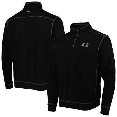 Tommy Bahama Black Miami Hurricanes Sport Tobago Bay Tri-Blend Mock Neck Half-Zip Jacket