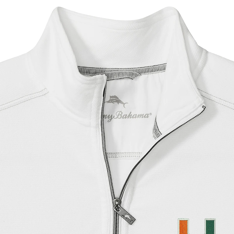 Veste mi-zip Tommy Bahama blanche pour homme, Miami Hurricanes, Montego Bay