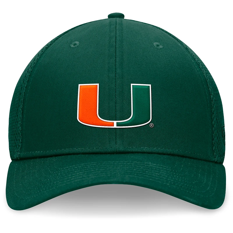 Casquette flexible Spacer Top of the World verte pour hommes des Hurricanes de Miami