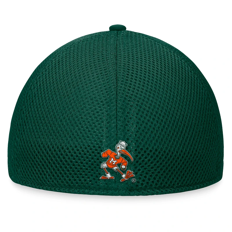 Casquette flexible Spacer Top of the World verte pour hommes des Hurricanes de Miami
