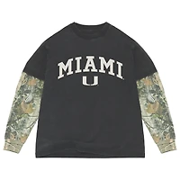 Men's Uscape Apparel  Black/Camo Miami Hurricanes Back Bay Twofer Heavyweight Long Sleeve T-Shirt
