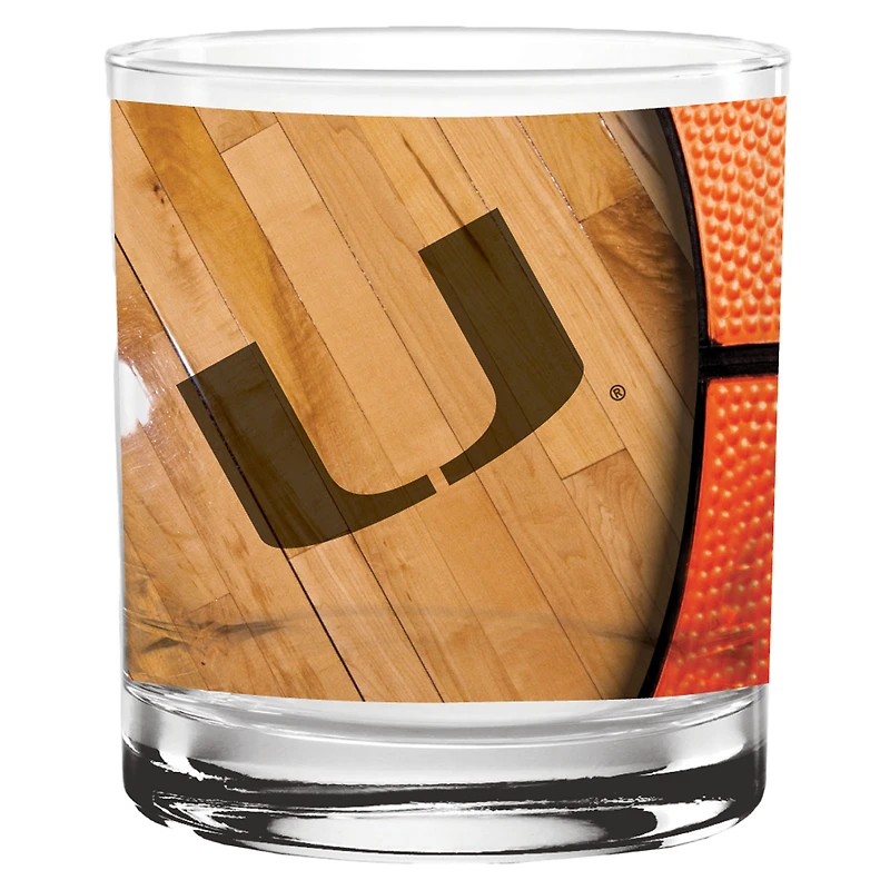 Miami Hurricanes 14oz. Basketball Rocks Glass