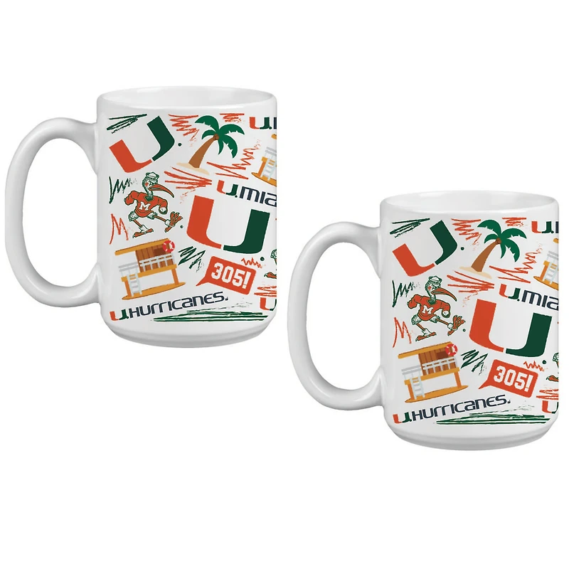 Lot de deux tasses à café locales de 15 oz des Hurricanes de Miami