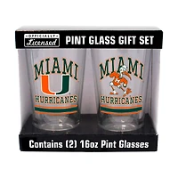 Miami Hurricanes 16oz. Pint Glass Two Pack