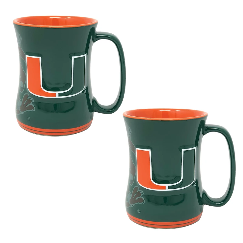 Lot de deux tasses sculptées Barista des Hurricanes de Miami (473 ml)