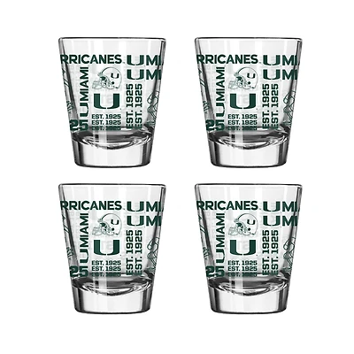 Miami Hurricanes 4-Pack 2oz. Shot Glass Set