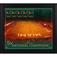 Collage encadré du championnat de football des Hurricanes de Miami 15" x 17"