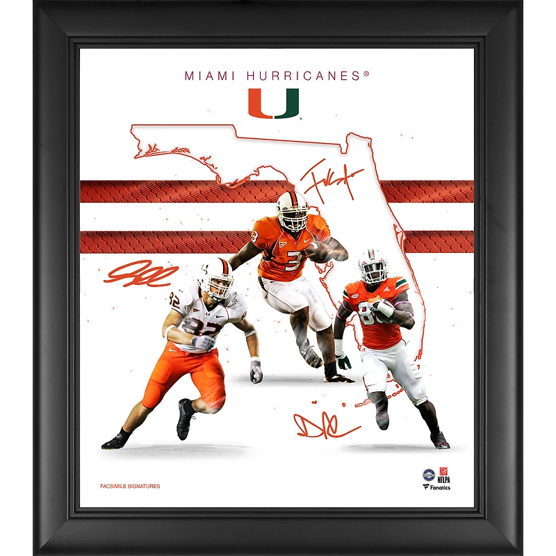 Collage encadré des fondations de la franchise Miami Hurricanes 15" x 17"