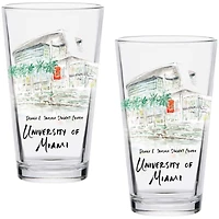 Miami Hurricanes Laura Wilcox Watercolors 16oz Pint Glass 2-Pack