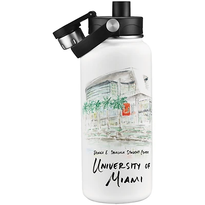 Bouteille d'eau aquarelle Laura Wilcox des Hurricanes de Miami (960 ml)