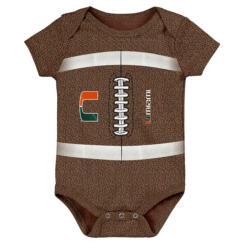 Newborn & Infant Brown Miami Hurricanes Catch Me Football Bodysuit