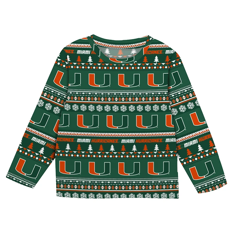 Preschool Outerstuff  Green Miami Hurricanes Ugly Sweater Pajama Set