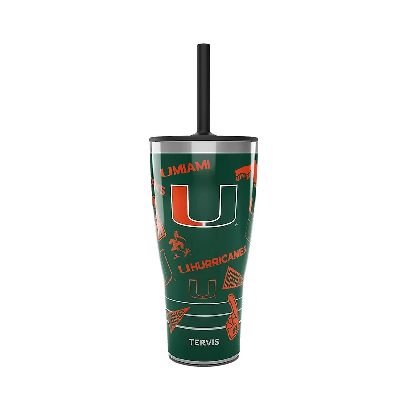 Gobelet Tervis Miami Hurricanes de 30 oz avec couvercle en paille