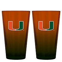 Ensemble de deux verres à bière ombrés de 473 ml (16 oz) Miami Hurricanes de The Memory Company