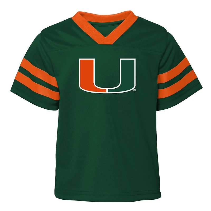 Toddler Outerstuff Green/Orange Miami Hurricanes Red Zone Two-Piece V-Neck Top and Pants Set