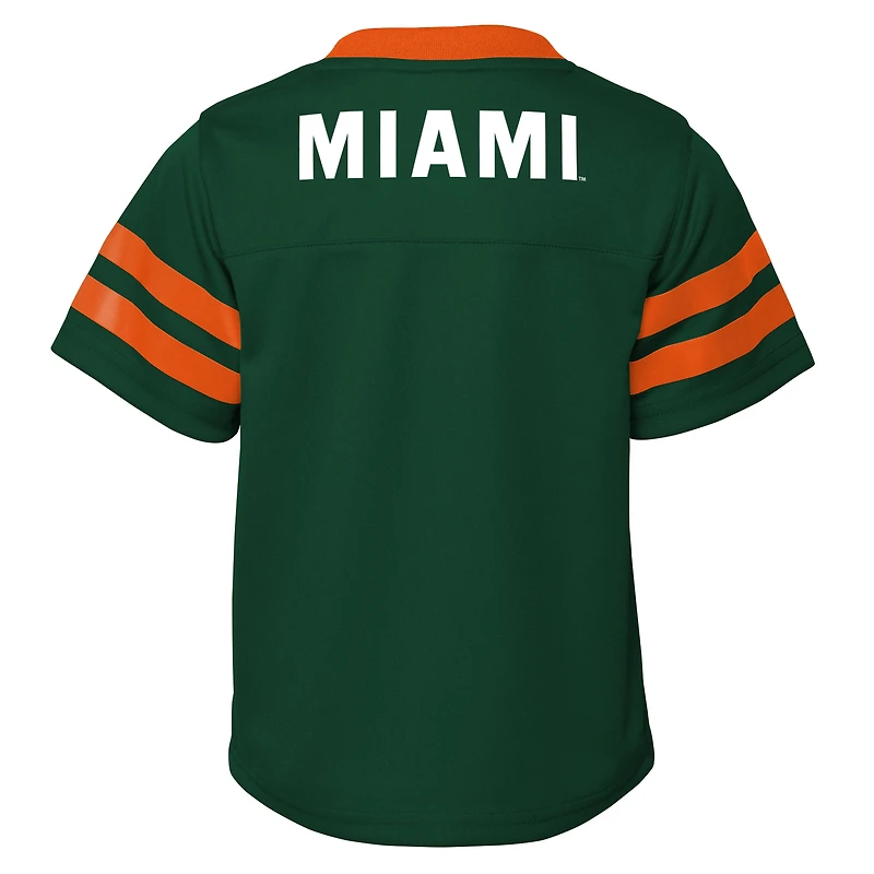 Toddler Outerstuff Green/Orange Miami Hurricanes Red Zone Two-Piece V-Neck Top and Pants Set