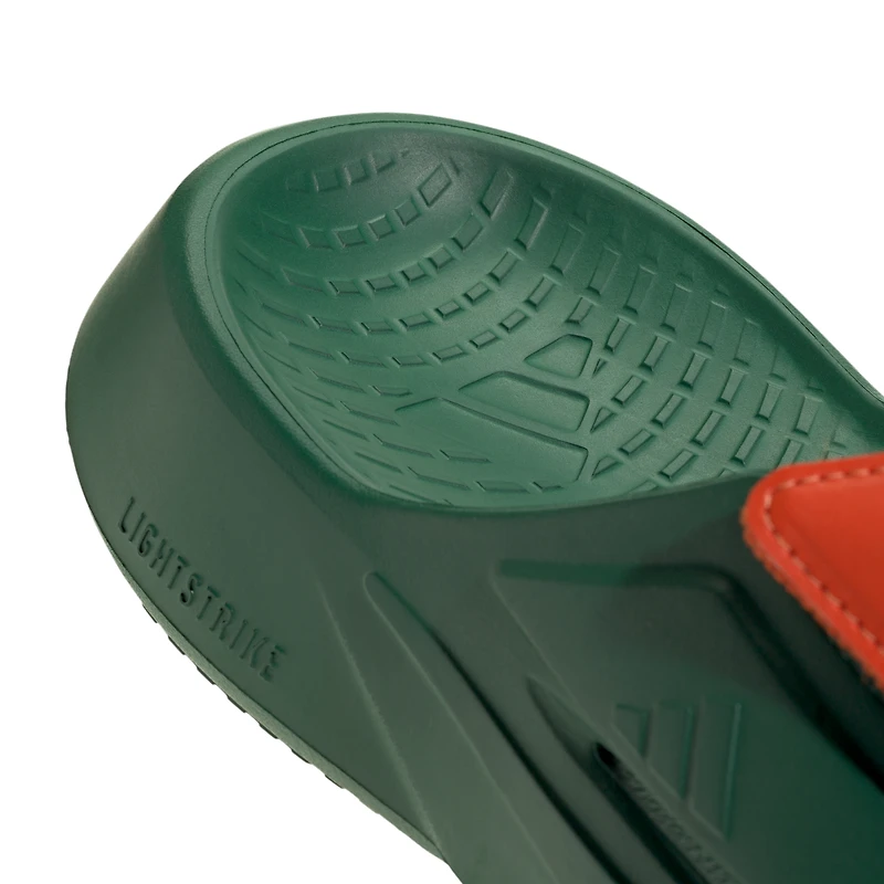 Sandales unisexes Adidas Lightblaze vertes Miami Hurricanes