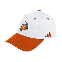 Unisex adidas White/Orange Miami Hurricanes Seasonal Baseball Slouch Adjustable Hat